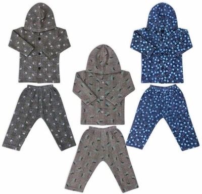 SANJAY ENTERPRISES Kids Nightwear Baby Boys & Baby Girls Printed Cotton(Multicolor Pack of 3)