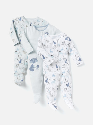 JUNIORS Kids Nightwear Boys Printed Cotton Blend(Blue Pack of 3)