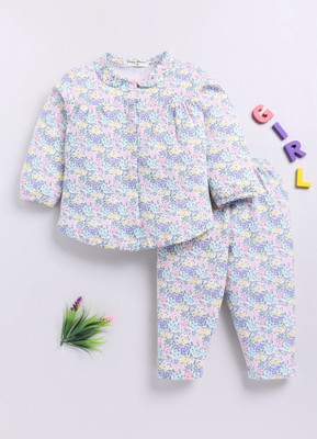 TINY BINY Kids Nightwear Girls Printed Cotton(Multicolor Pack of 1)