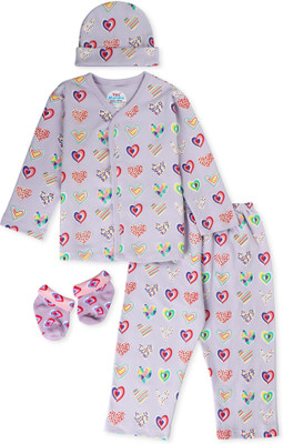 Yes Mumma Kids Nightwear Baby Boys & Baby Girls Printed Cotton(Purple Pack of 1)