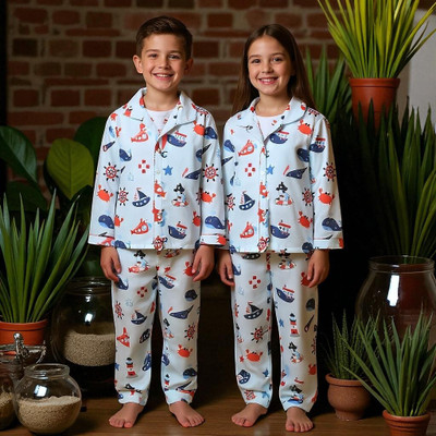 Alaap Kids Nightwear Baby Boys & Baby Girls Printed Polycotton(Multicolor Pack of 1)