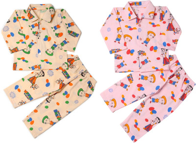 Parilux Kids Nightwear Baby Boys & Baby Girls Printed Cotton(Multicolor Pack of 2)