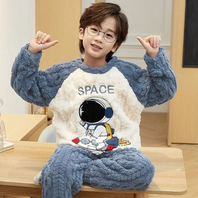 Ucollection Kids Nightwear Boys & Girls Printed Fleece Blend(Light Blue Pack of 1)