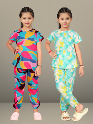 Anika Kids Nightwear Girls Printed Cotton(Multicolor Pack of 3)