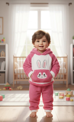 Uttam Kids Nightwear Baby Girls Printed Fleece Blend(Pink Pack of 1)