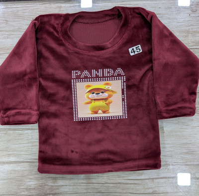 Velvet Set Kids Nightwear Boys & Girls Printed Faux Velvet(Maroon Pack of 1)