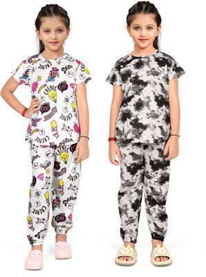 LIKADO FASHION Kids Nightwear Baby Boys & Baby Girls Printed Cotton Blend(Multicolor Pack of 2)