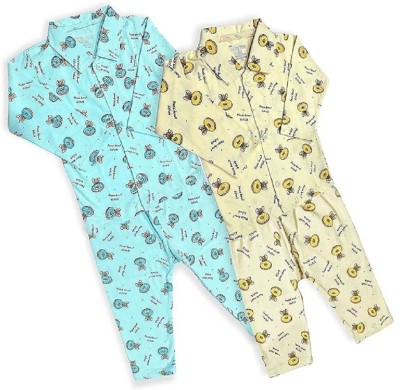 Hivata Kids Nightwear Baby Boys Printed Cotton(Multicolor Pack of 2)