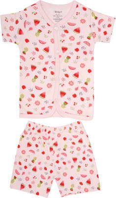 Wemyc Kids Nightwear Baby Boys & Baby Girls Printed Cotton Blend(Red Pack of 1)