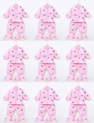 TENIYU Kids Nightwear Baby Boys Solid, Printed Cotton(Pink Pack of 10)