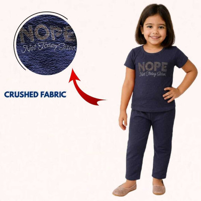 huxx Kids Nightwear Girls Printed Polyester Blend(Dark Blue Pack of 1)