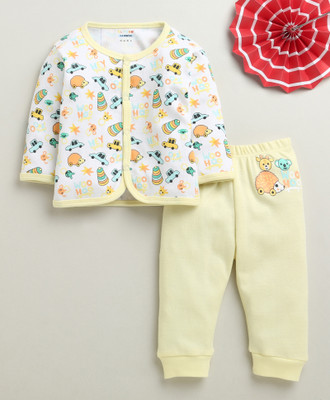 BUMZEE Kids Nightwear Baby Boys Animal Print Cotton(Yellow Pack of 1)