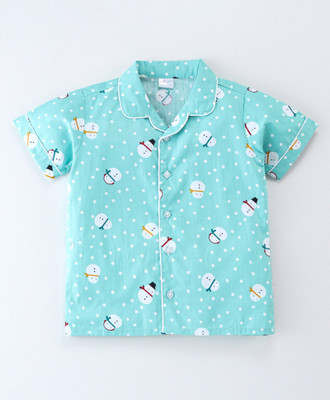 DENVIRA Baby Boys & Baby Girls Casual Shirt Pyjama(SNOW_SKY)