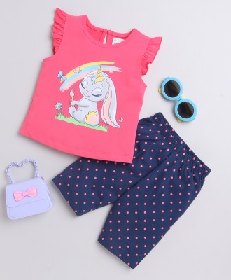 BUMZEE Kids Nightwear Baby Girls Printed Cotton(Pink Pack of 1)