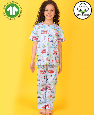 anthrilo Kids Nightwear Girls Printed Cotton(Multicolor Pack of 1)