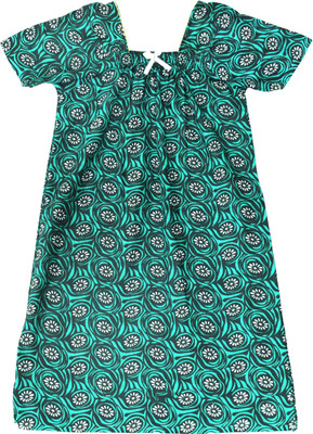 NITHILA CREATIONS Kids Nightwear Girls Floral Print Cotton(Green Pack of 1)