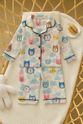 XADIZ Kids Nightwear Baby Boys & Baby Girls Printed Rayon(Multicolor Pack of 1)