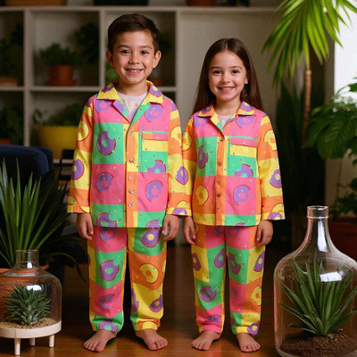 Alaap Kids Nightwear Baby Boys & Baby Girls Printed Polycotton(Multicolor Pack of 1)