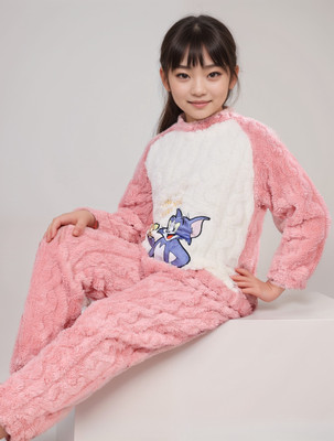 Stem Rope Kids Nightwear Boys & Girls Characters Fleece Blend(Pink Pack of 1)