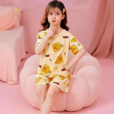 ishavsyam Kids Nightwear Girls Striped Polyester Blend(Yellow Pack of 1)