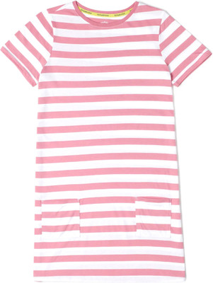 JOCKEY Kids Nightwear Girls Striped Cotton(Pink Pack of 1)