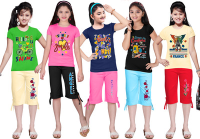 KP BROS Kids Nightwear Girls Printed Cotton(Multicolor Pack of 5)