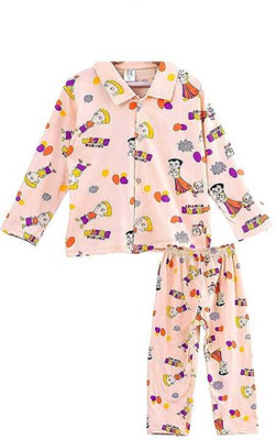 Handkraft Creations Kids Nightwear Baby Boys & Baby Girls Printed Cotton(Orange Pack of 1)