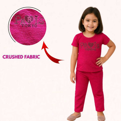 huxx Kids Nightwear Girls Printed Polyester Blend(Dark Blue Pack of 1)