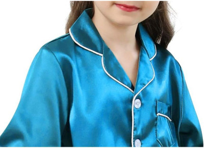 VCD FASHION TREND Kids Nightwear Baby Boys & Baby Girls Solid Pure Satin(Light Blue Pack of 1)