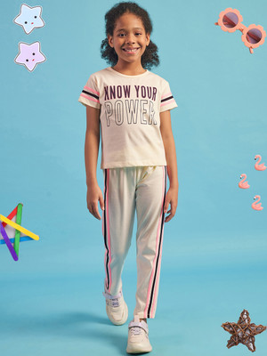 PAMPOLINA Kids Nightwear Girls Printed Cotton Blend(White Pack of 1)