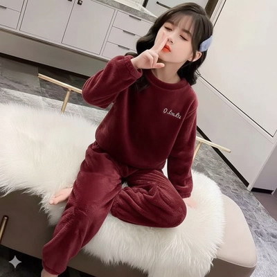 foxyfox Girls Solid Maroon Night Suit Set