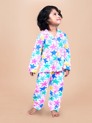 Dear to dad Kids Nightwear Baby Girls Printed Cotton(Green Pack of 1)