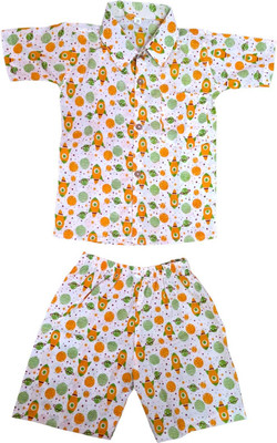 AHAANCREATIONS Boys Casual Shirt Shorts(LIGHT GREEN)