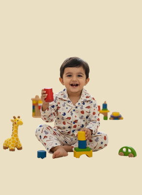 CTMKIDS Kids Nightwear Baby Boys & Baby Girls Self Design Cotton(Beige Pack of 1)