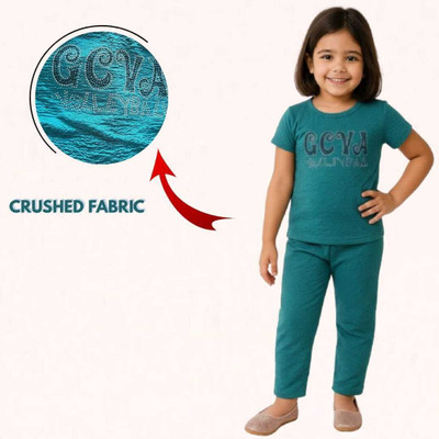 huxx Kids Nightwear Girls Printed Polyester Blend(Dark Blue Pack of 1)