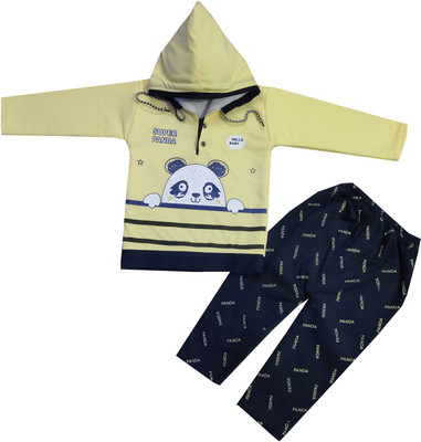 HouseOfCommon Kids Nightwear Baby Boys & Baby Girls Animal Print Fleece Blend(Blue Pack of 1)