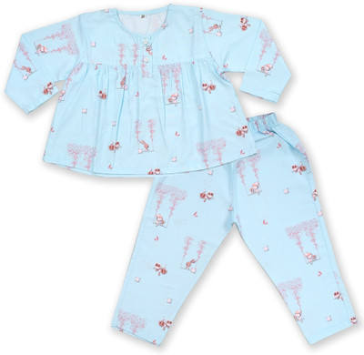 Minimates Girls Printed Blue Night Suit Set