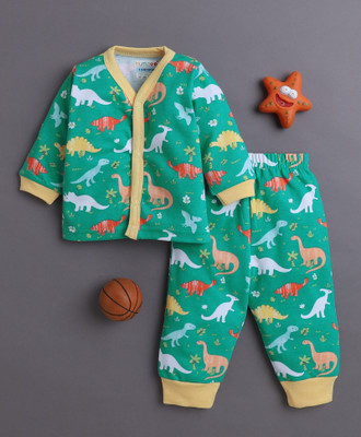 BUMZEE Kids Nightwear Baby Boys Graphic Print Cotton(Green Pack of 1)