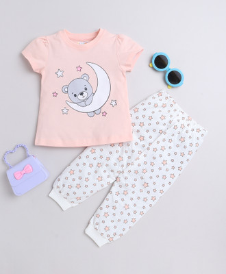 BUMZEE Kids Nightwear Baby Boys Printed Cotton(Pink Pack of 1)