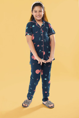 Bloem Girls Printed Multicolor Shirt & Pyjama set