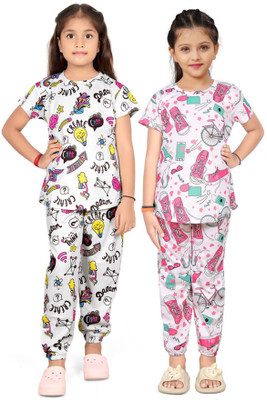 LIKADO FASHION Kids Nightwear Baby Boys & Baby Girls Printed Cotton Blend(Multicolor Pack of 2)