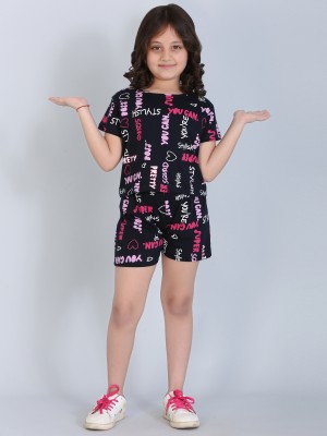 Ninos Dreams Kids Nightwear Girls Printed Cotton(Dark Blue Pack of 1)