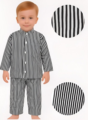 mystyleo Kids Nightwear Boys & Girls Striped Cotton(White Pack of 1)