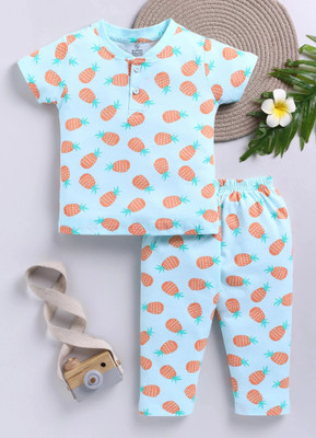 SUPERSQUAD Kids Nightwear Baby Boys & Baby Girls Printed Cotton(Light Green Pack of 1)