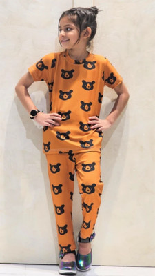 Kryvyn Kids Nightwear Boys & Girls Printed Polycotton(Brown Pack of 1)