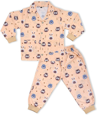 Minimates Kids Nightwear Baby Boys & Baby Girls Printed Cotton(Multicolor Pack of 1)