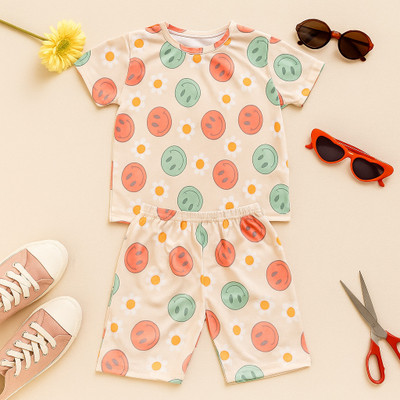 Kryvyn Kids Nightwear Boys & Girls Printed Cotton Blend(Multicolor Pack of 1)