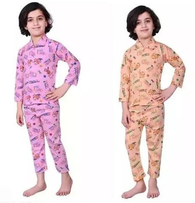 KUSHI LIFESTYLE Kids Nightwear Baby Boys & Baby Girls Printed Cotton Blend(Multicolor Pack of 1)
