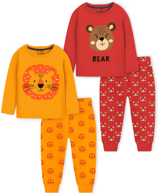 Trampoline Boys & Girls Casual T-shirt Pyjama(Yellow, Red)