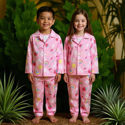 Alaap Kids Nightwear Baby Boys & Baby Girls Printed Polycotton(Multicolor Pack of 2)